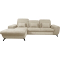 Gepolsterte Eckcouch ALTA, L‑Form, links, mit Schlaffunktion und Stauraum, beige