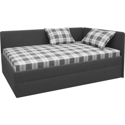 Gepolsterte Liege ARLY 110x200 cm mit universell montierbarem Kopfteil (L/R) anthrazit/weiß