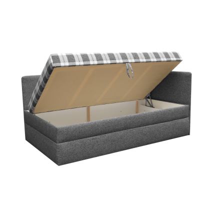 Gepolsterte Liege ARLY 110x200 cm mit universell montierbarem Kopfteil (L/R) anthrazit/weiß