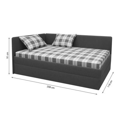 Gepolsterte Liege ARLY 110x200 cm mit universell montierbarem Kopfteil (L/R) anthrazit/weiß