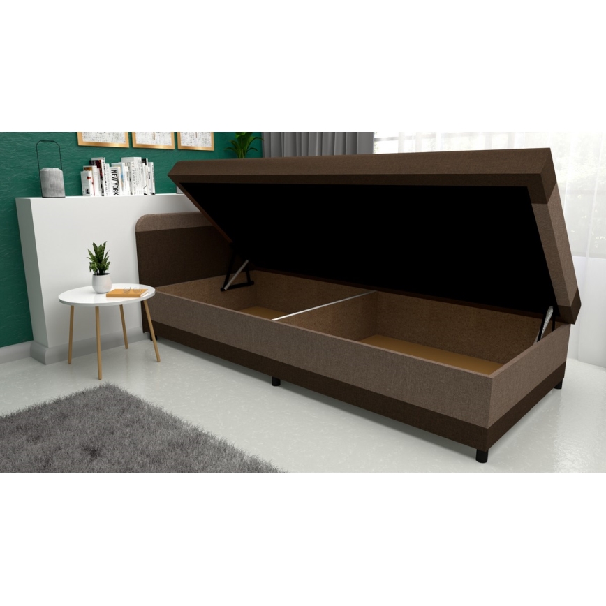 Gepolsterte Liege mit Stauraum TALI 80x202 Braun/Beige