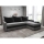 Gepolsterte, links- oder rechtsmontierbare, ausziehbare Eckgarnitur in L-Form BRISTOL, grau/schwarz