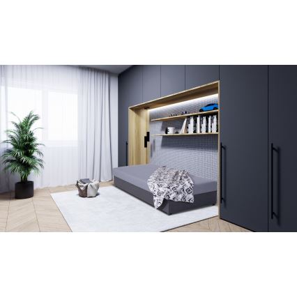 Gepolsterte Schlafliege mit praktischem Stauraum JACOB XL, belastbar bis 130 kg, 90 x 200 cm, grau