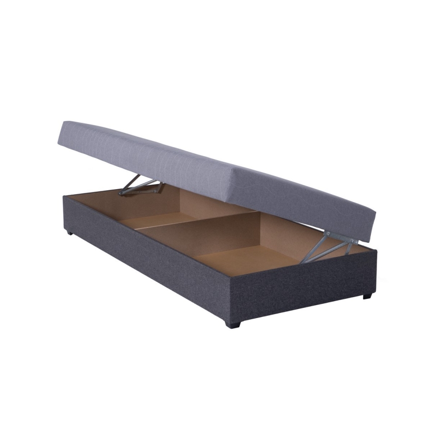 Gepolsterte Schlafliege mit praktischem Stauraum JACOB XL, belastbar bis 130 kg, 90 x 200 cm, grau