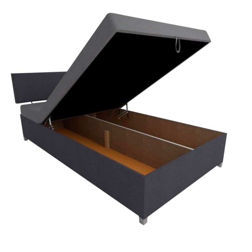 Gepolstertes Tagesbett mit Verstellfunktion und Stauraum DALLAS 108x205 cm grau/anthrazit