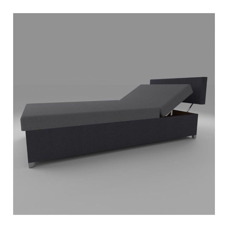 Gepolstertes Tagesbett mit Verstellfunktion und Stauraum DALLAS 108x205 cm grau/anthrazit
