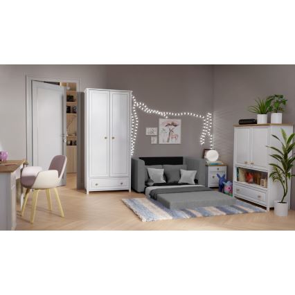 Gepolstertes, ausklappbares 2-Sitzer-Sofa mit Armlehnen LAYLA in Grau