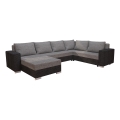 Gepolsterte, universell montierbare, ausklappbare U-Sitzgarnitur YORK grau/beige/braun