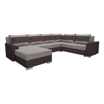 Gepolsterte, universell montierbare, ausziehbare U‑Sitzgarnitur OXFORD, Braun/Taupe