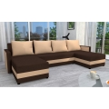Gepolsterte, universell montierbare U‑Eckcouch mit Schlaffunktion BRISTOL, Braun/Beige