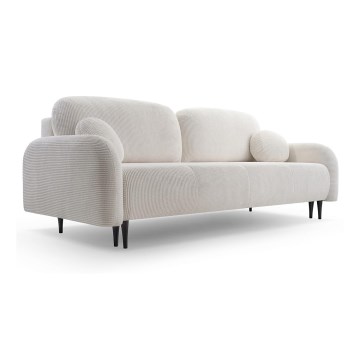 Gepolstertes, ausklappbares 3‑Sitzer-Sofa CLOUDY, cremefarben