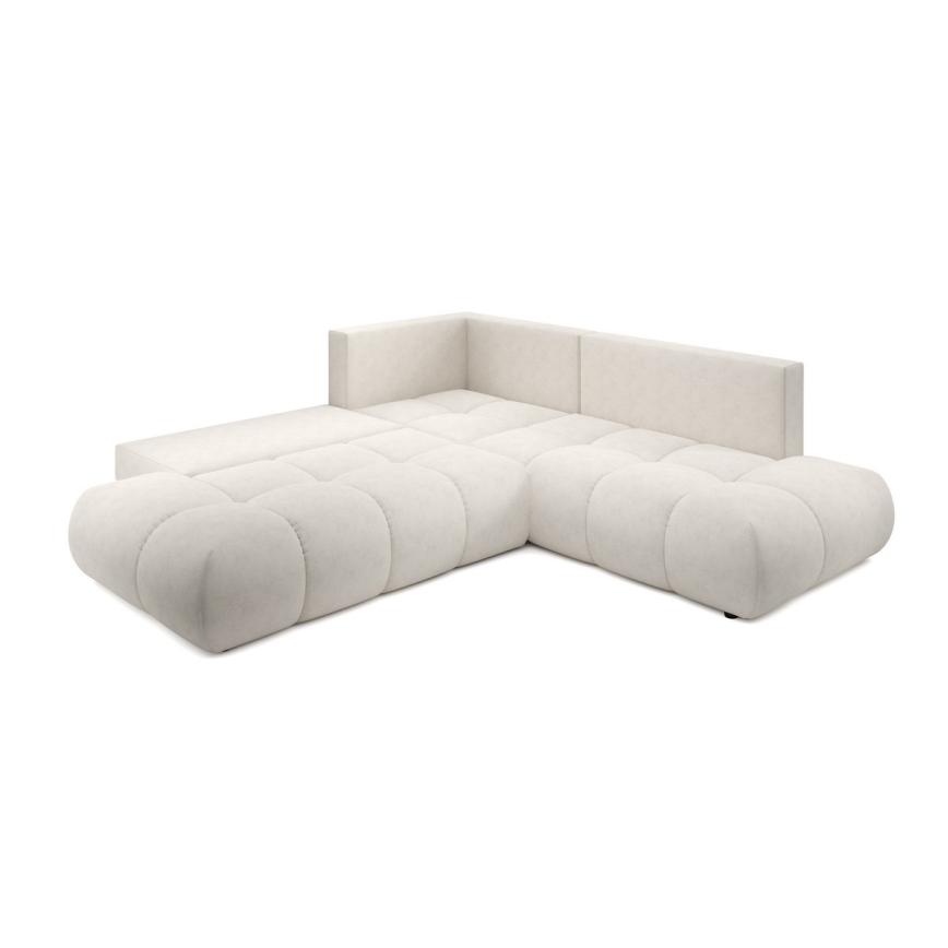 Gepolstertes Ecksofa ALMADA mit Schlaffunktion und Stauraum in L-Form, links, beige