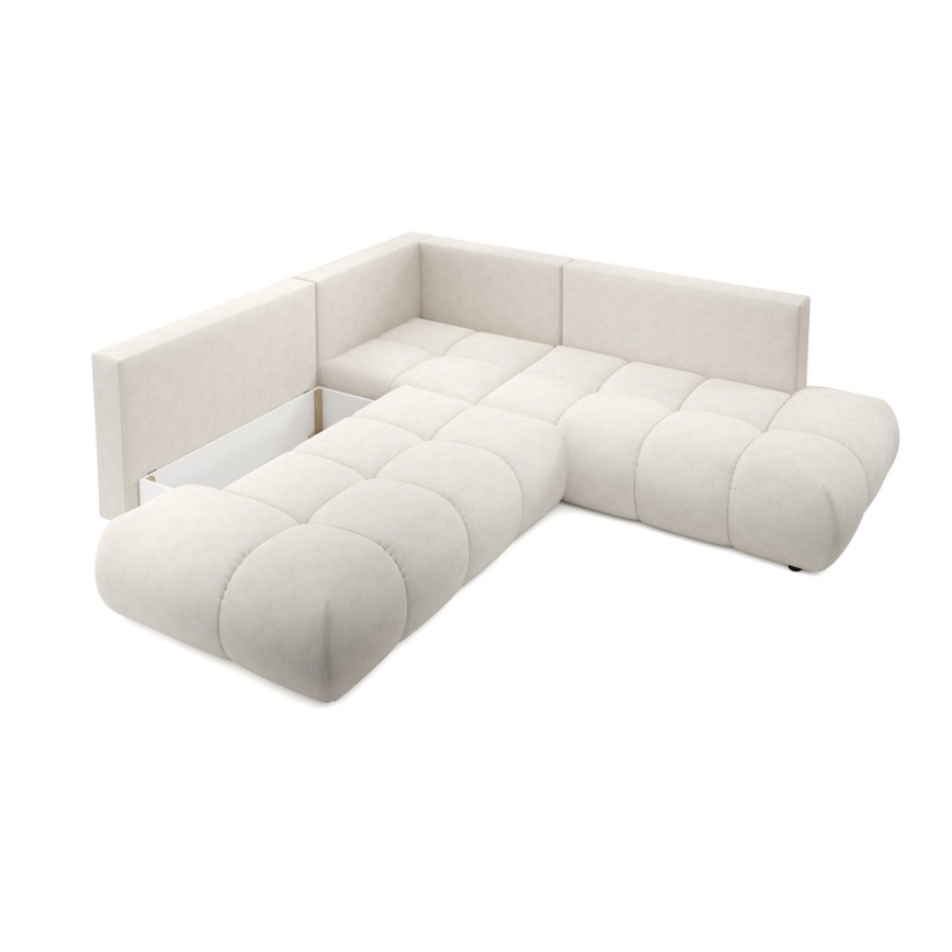 Gepolstertes Ecksofa ALMADA mit Schlaffunktion und Stauraum in L-Form, links, beige