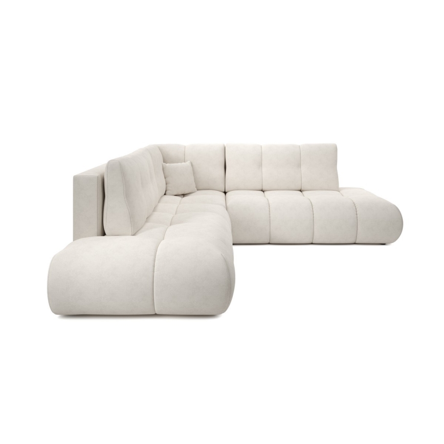 Gepolstertes Ecksofa ALMADA mit Schlaffunktion und Stauraum in L-Form, links, beige