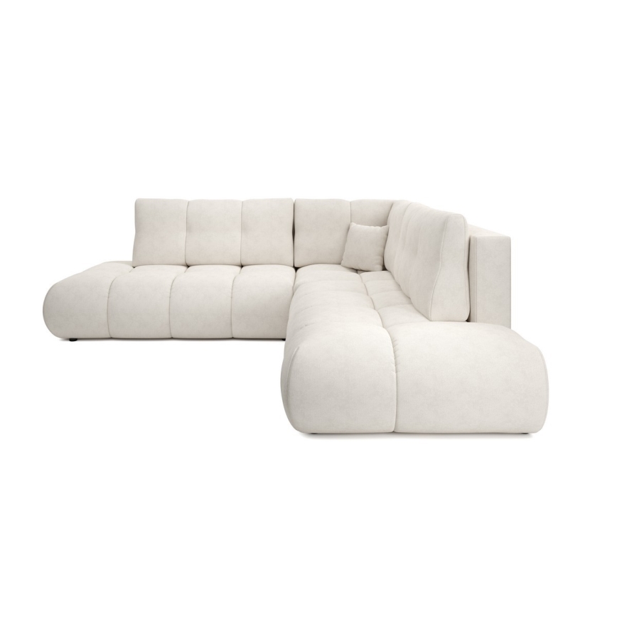 Gepolstertes Ecksofa ALMADA mit Schlaffunktion und Stauraum in L-Form, links, beige