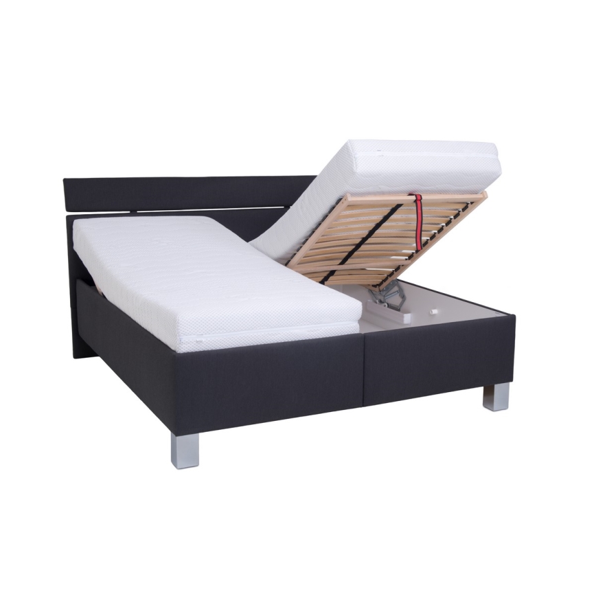 Gepolstertes Bett ALIS 160x200 cm mit Matratze und Stauraum, anthrazit