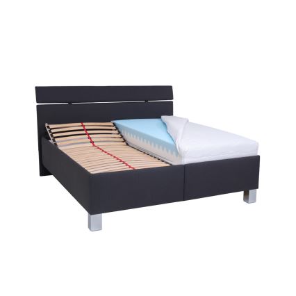 Gepolstertes Bett ALIS 160x200 cm mit Matratze und Stauraum, anthrazit