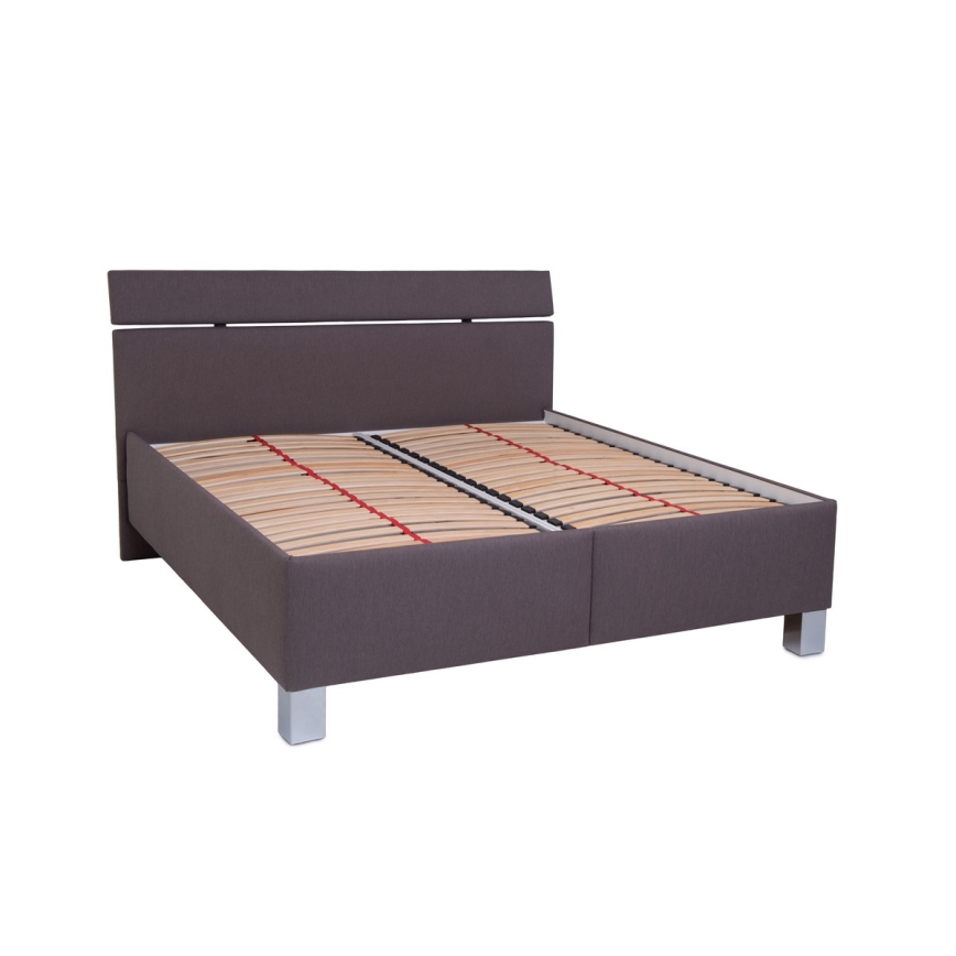Gepolstertes Bett ALIS 180x200 cm – inkl. Matratze und großzügigem Bettkasten, braun