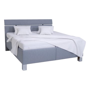 Gepolstertes Bett ALIS 180x200 cm mit Matratze und Stauraum, hellgrau