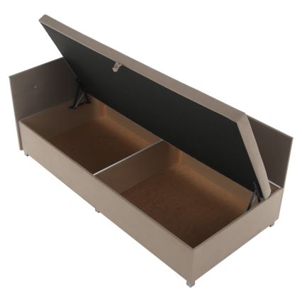 Polsterbett AMSTERDAM 90x200 cm mit wendbarem Kopfteil und Stauraum, beige