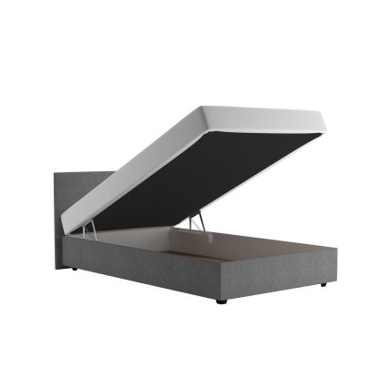 Gepolstertes Bett DARIA mit Bettkasten und Matratze 120x200 cm grau