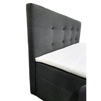 Polsterbett EMBER 160x200 cm, Anthrazit – inklusive Matratzen und Topper mit integriertem Stauraum