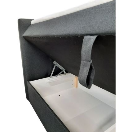 Gepolstertes Bett EMBER 180x200 cm mit Matratzen, Topper und Stauraum, anthrazit