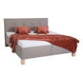 Gepolstertes Bett MARIA 160x200 cm mit Matratze und praktischem Stauraum, taupe