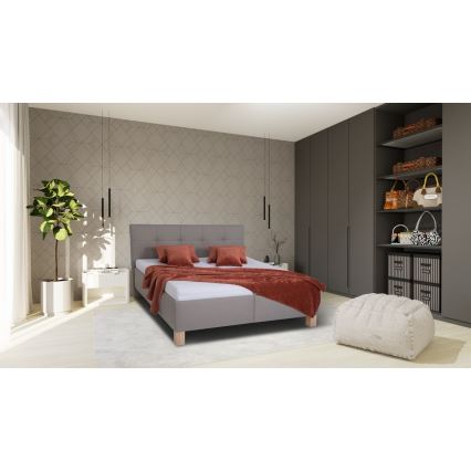 Gepolstertes Bett MARIA 160x200 cm mit Matratze und praktischem Stauraum, taupe