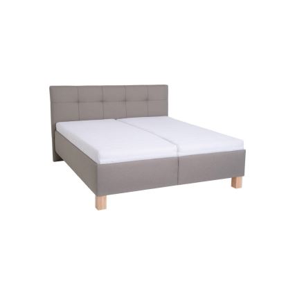 Gepolstertes Bett MARIA 160x200 cm mit Matratze und praktischem Stauraum, taupe