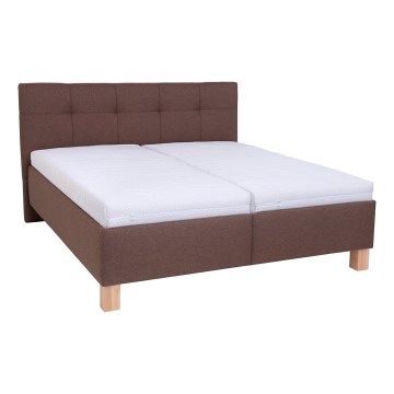 Gepolstertes Bett MARIA 160x200 cm mit Matratze und Stauraum, braun