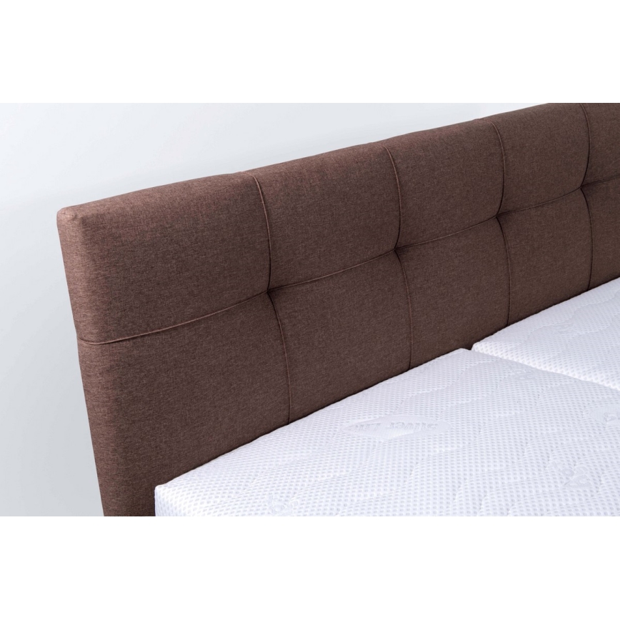 Gepolstertes Bett MARIA 160x200 cm mit Matratze und Stauraum, braun
