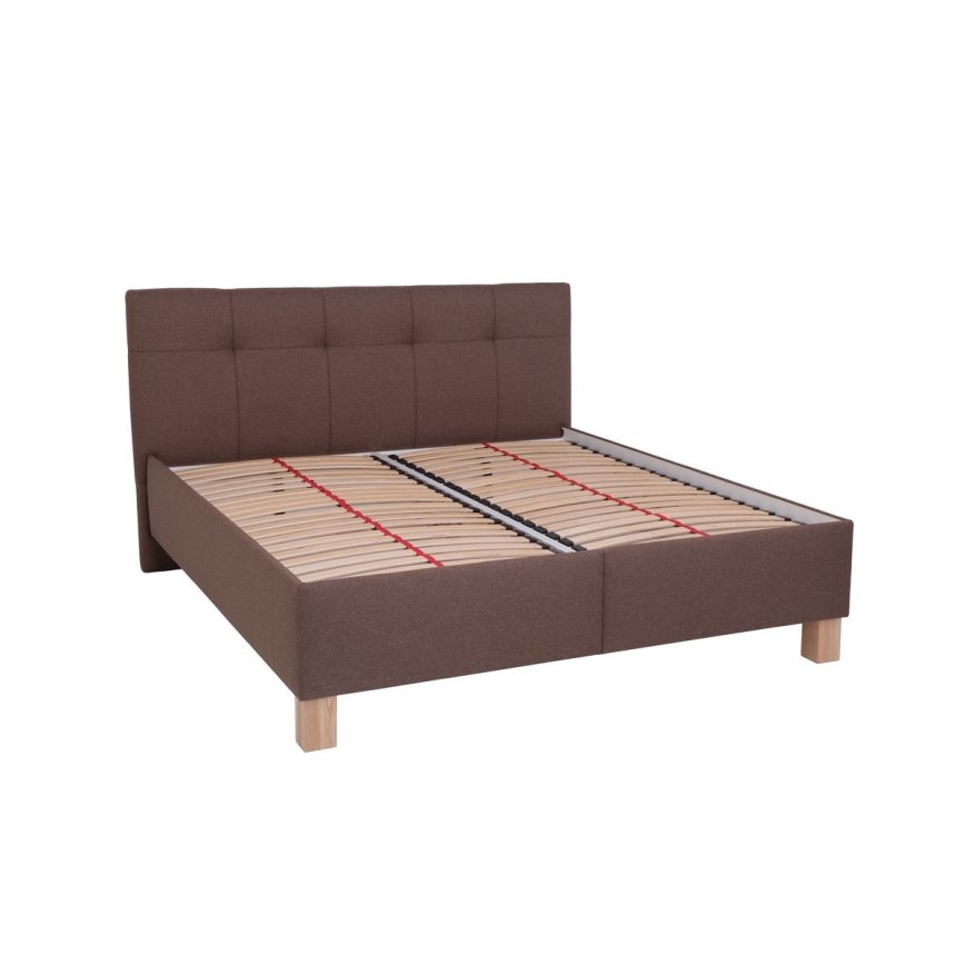 Gepolstertes Bett MARIA 160x200 cm mit Matratze und Stauraum, braun