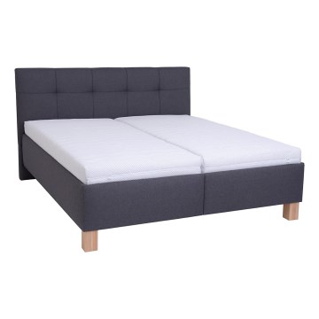 Gepolstertes Bett MARIA 160x200 cm mit Matratze und Stauraum, grau