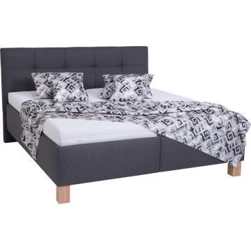 Gepolstertes Bett MARIA 180x200 cm mit Matratze und großzügigem Stauraum, grau