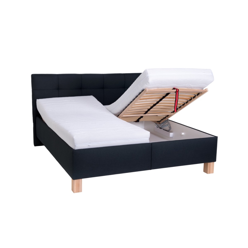 Gepolstertes Bett MARIA mit Bettkasten, ohne Matratze, 180x200 cm, anthrazit