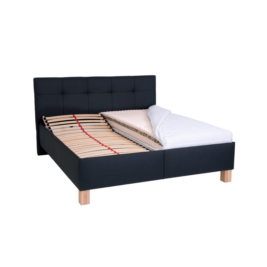 Gepolstertes Bett MARIA mit Bettkasten, ohne Matratze, 180x200 cm, anthrazit