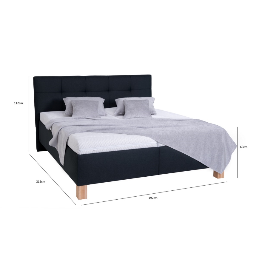 Gepolstertes Bett MARIA mit Bettkasten, ohne Matratze, 180x200 cm, anthrazit