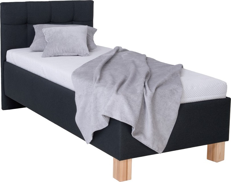 Gepolstertes Bett MARIA ONE 90x200 cm, Anthrazit, inkl. Matratze und Stauraum
