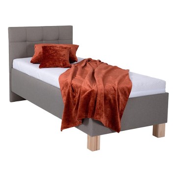 Gepolstertes Bett MARIA ONE 90x200 cm mit Matratze und Stauraum, taupe