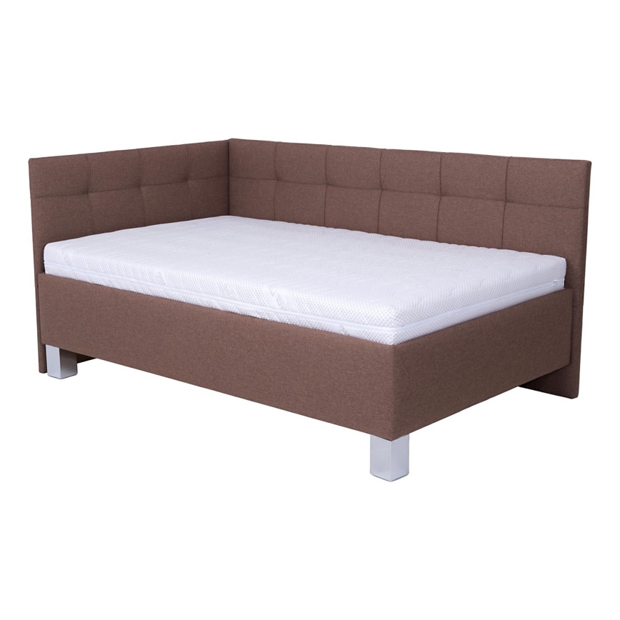 Gepolstertes Bett MARIA PETITE 120 x 200 cm inklusive Matratze und praktischem Bettkasten, braun