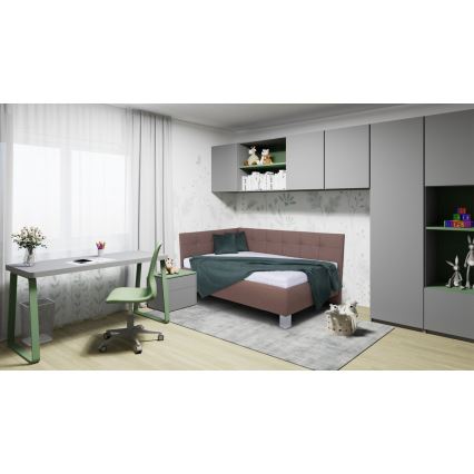 Gepolstertes Bett MARIA PETITE 120 x 200 cm inklusive Matratze und praktischem Bettkasten, braun