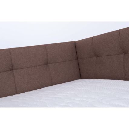 Gepolstertes Bett MARIA PETITE 120 x 200 cm inklusive Matratze und praktischem Bettkasten, braun