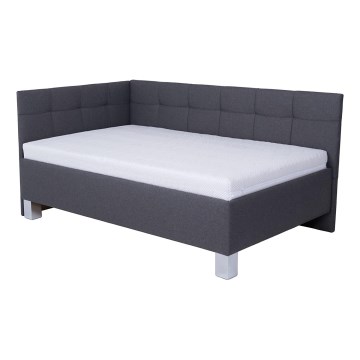 Gepolstertes Bett MARIA PETITE 120x200 cm – inklusive Matratze und praktischem Stauraum, grau