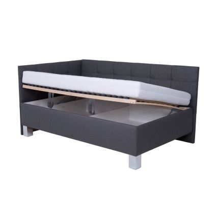 Gepolstertes Bett MARIA PETITE 120x200 cm mit Stauraum, ohne Matratze, grau