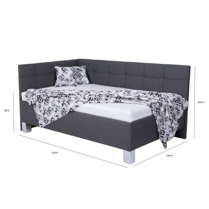 Gepolstertes Bett MARIA PETITE 120x200 cm mit Stauraum, ohne Matratze, grau