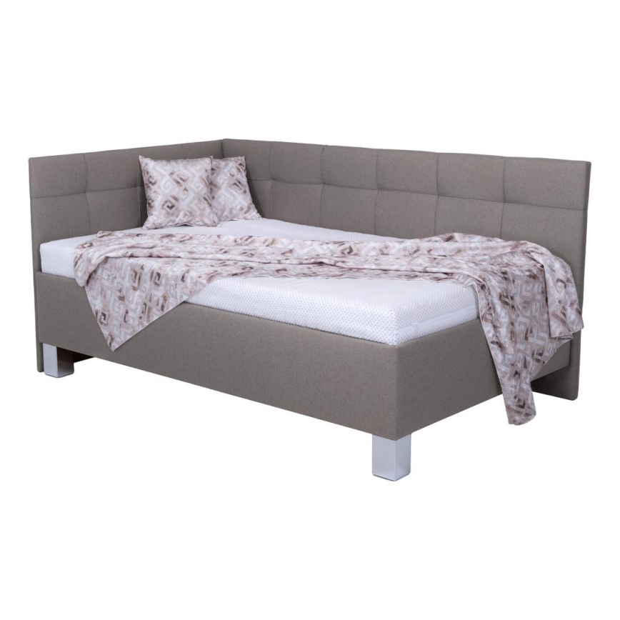 Gepolstertes Bett MARIA PETITE 120x200 cm mit Stauraum, ohne Matratze, taupe