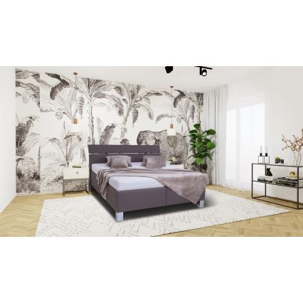 Gepolstertes Bett mit Bettkasten ohne Matratze ALIS 180x200 cm braun