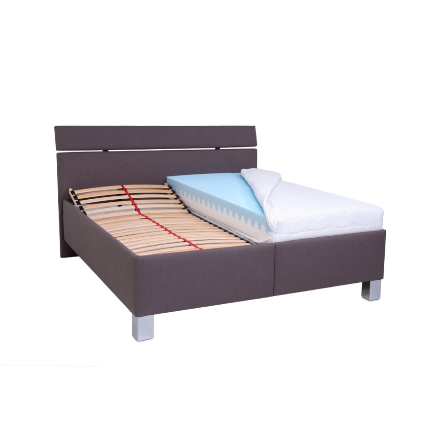 Gepolstertes Bett mit Bettkasten ohne Matratze ALIS 180x200 cm braun