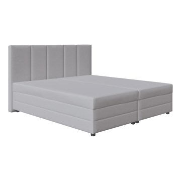 Gepolstertes Bett mit Federkernmatratze und Stauraum ISABEL 180x200 hellgrau